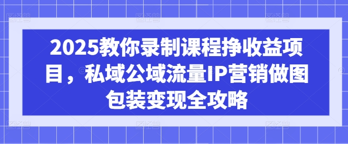 2025教你录制课程挣收益项目，私域公域流量IP营销做图包装变现全攻略-心语项目网