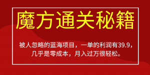 被人忽略的蓝海项目，魔方通关秘籍一单利润有39.9，几乎是零成本，月….-心语项目网