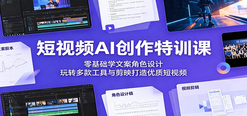 短视频AI创作特训课：零基础学文案角色设计，玩转多款工具与剪映打造优质短视频-心语项目网