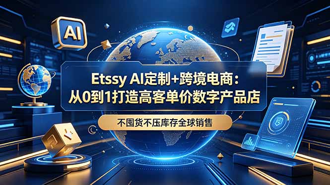 Etsy AI定制+跨境电商：从0到1打造高客单价数字产品店，不囤货不压库存全球销售-心语项目网