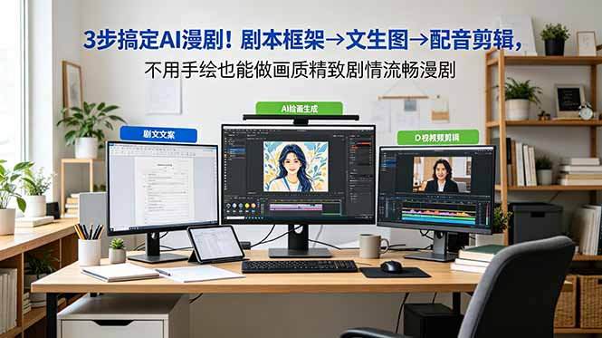 3步搞定AI漫剧！剧本框架→文生图→配音剪辑，不用手绘也能做画质精致剧情流畅漫剧-心语项目网