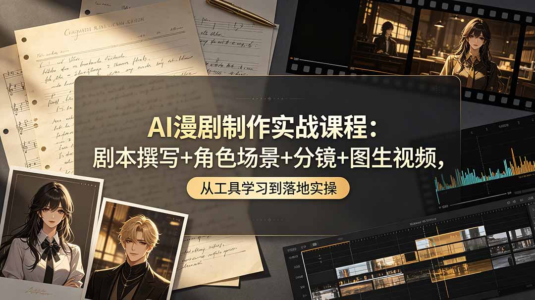 AI漫剧制作实战课程:剧本撰写+角色场景+分镜+图生视频,从工具学习到落地实操-心语项目网