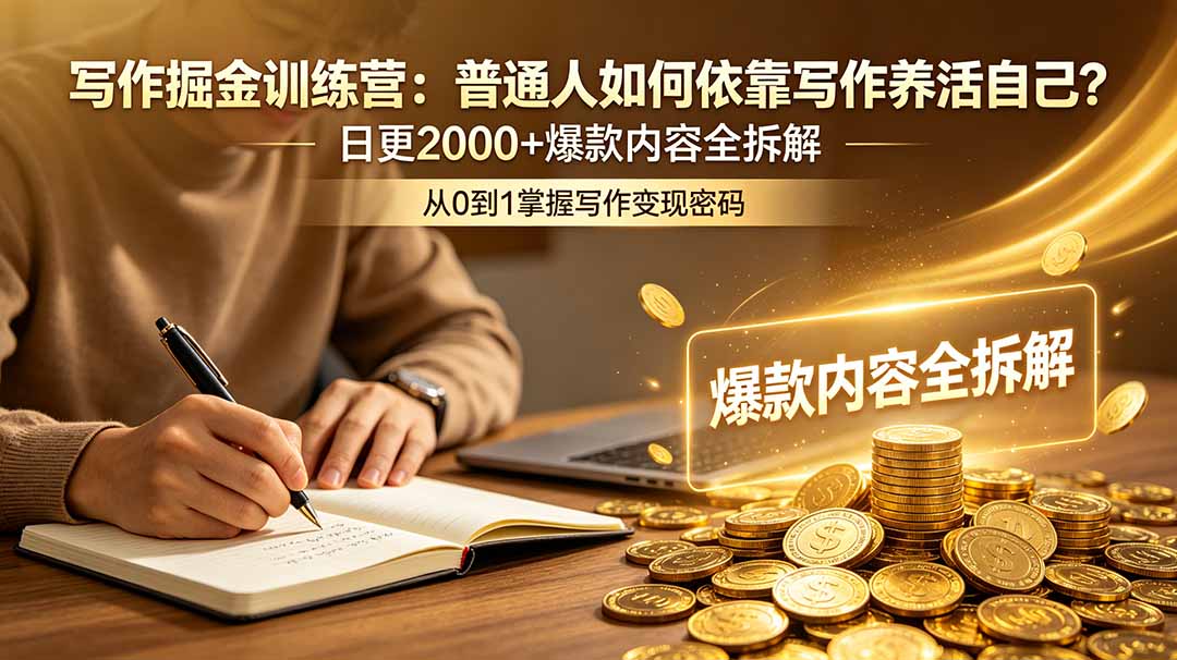 写作掘金训练营：普通人如何依靠写作养活自己？日更2000+爆款内容全拆解-心语项目网