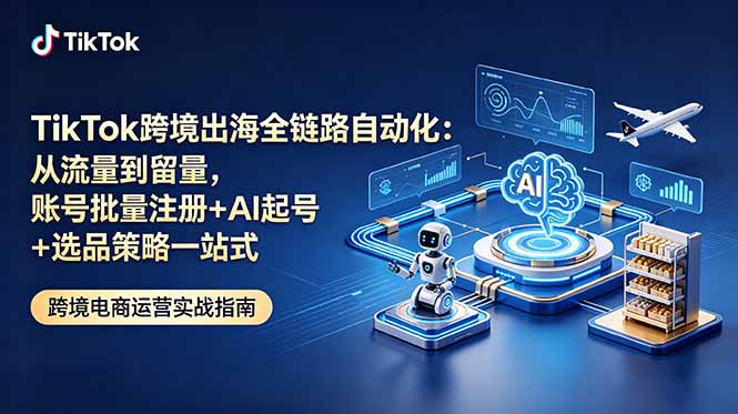TikTok跨境出海全链路自动化:从流量到留量,账号批量注册+AI起号+选品策略一站式-心语项目网