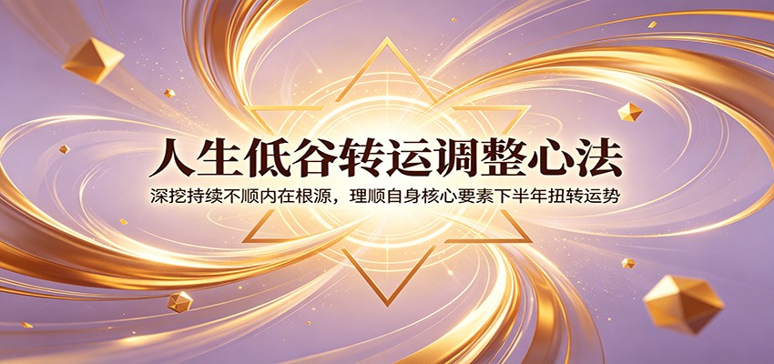 人生低谷转运调整心法：深挖持续不顺内在根源，理顺自身核心要素下半年扭转运势-心语项目网