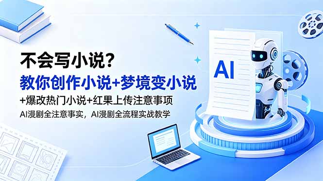不会写小说？教你创作小说+梦境变小说+爆改热门小说+红果上传注意事项，AI漫剧全流程实战教学-心语项目网