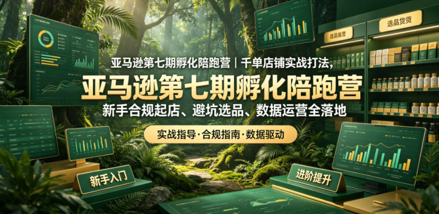 亚马逊第七期孵化陪跑营｜千单店铺实战打法，新手合规起店、避坑选品、数据运营全落地(更新0625)-心语项目网