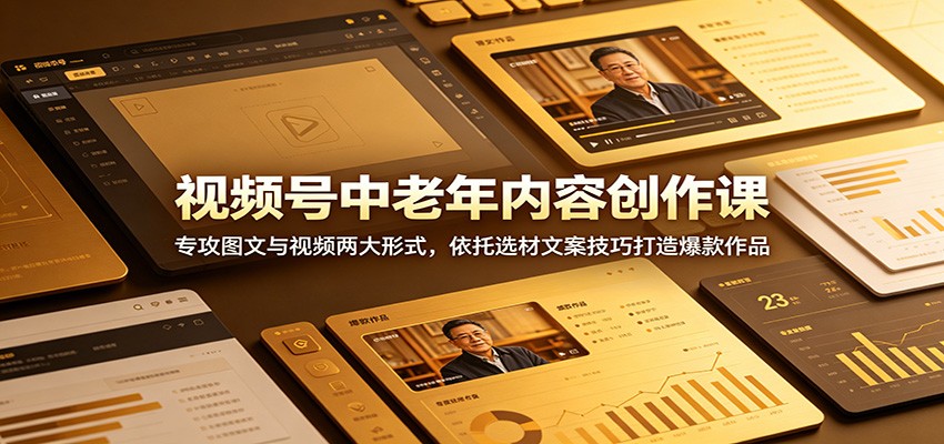 视频号中老年内容创作课：专攻图文与视频两大形式，依托选材文案技巧打造爆款作品-心语项目网