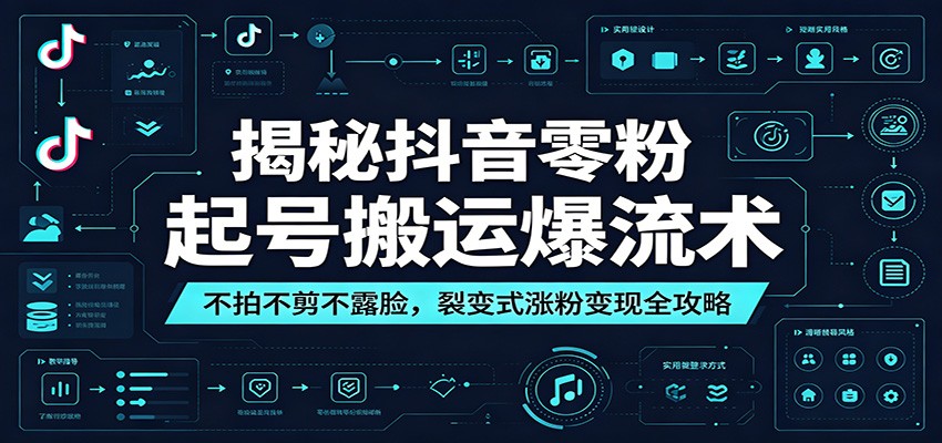 揭秘抖音零粉起号搬运爆流术:不拍不剪不露脸,裂变式涨粉变现全攻略-心语项目网
