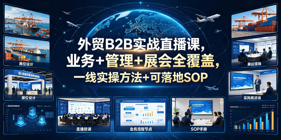 外贸B2B实战直播课,业务+管理+展会全覆盖,一线实操方法+可落地SOP-心语项目网