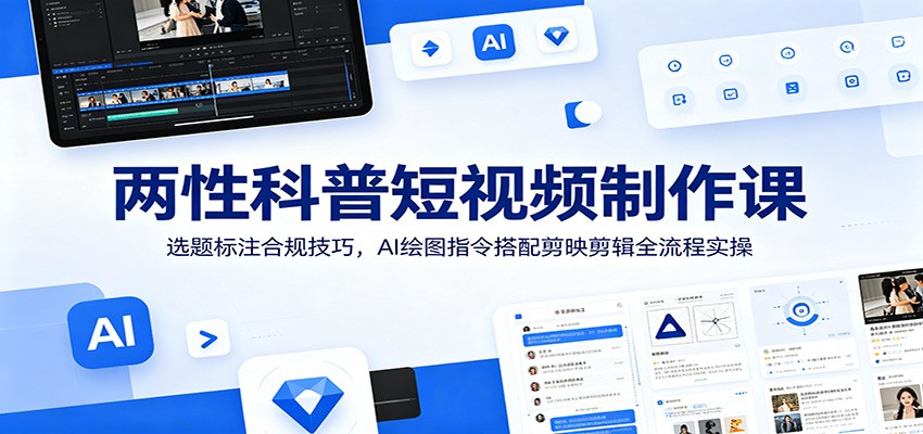 两性科普短视频制作课：选题标注合规技巧，AI绘图指令搭配剪映剪辑全流程实操-心语项目网