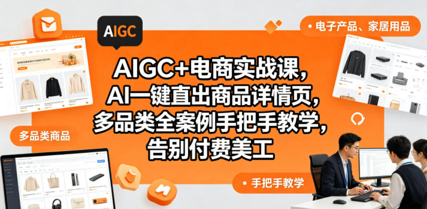 AIGC+电商实战课，AI一键直出商品详情页，多品类全案例手把手教学，告别付费美工(更新)-心语项目网