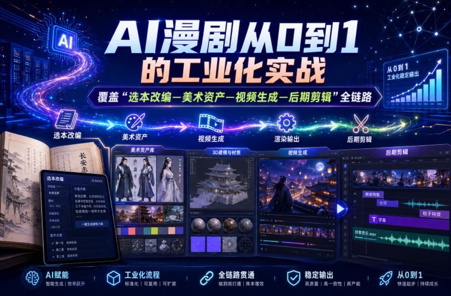 AI漫剧从0到1的工业化实战，覆盖“选本改编—美术资产—视频生成—后期剪辑”全链路(更新6月)-心语项目网