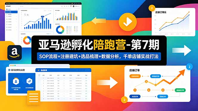 亚马逊孵化陪跑营-第7期：SOP流程+注册避坑+选品梳理+数据分析，千单店铺实战打法(更新0625-心语项目网
