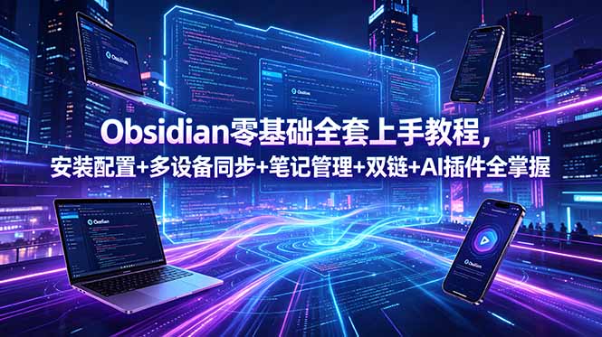 Obsidian零基础全套上手教程，安装配置+多设备同步+笔记管理+双链+AI插件全掌握-心语项目网