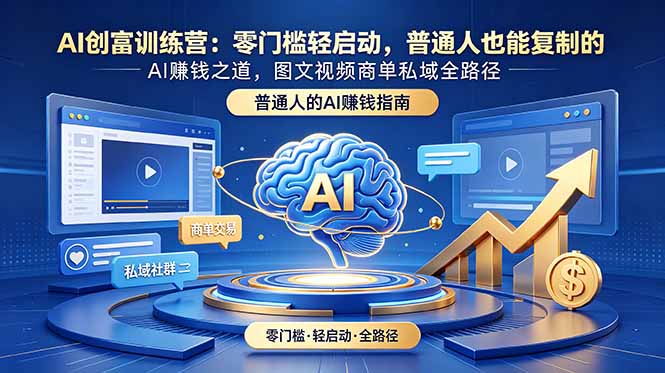 AI创富训练营：零门槛轻启动，普通人也能复制的AI赚钱之道，图文视频商单私域全路径-心语项目网