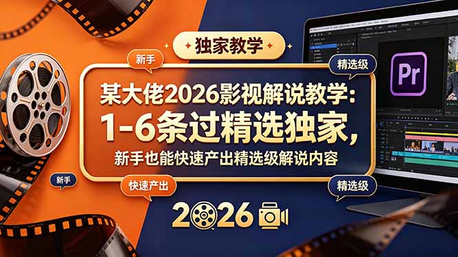 某大佬2026影视解说教学：1-6条过精选独家，新手也能快速产出精选级解说内容-心语项目网