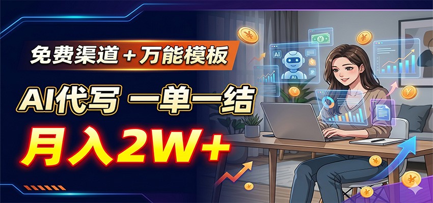 免费渠道+万能模板,AI代写一单一结,月入2W+-心语项目网