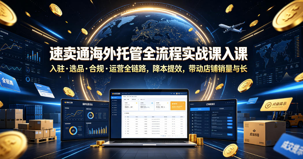 速卖通海外托管全流程实战课入驻・选品・合规・运营全链路,降本提效,带动店铺销量与收益增长-心语项目网