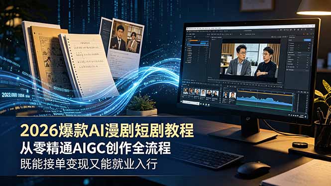 2026 爆款 AI 漫剧短剧教程 从零精通 AIGC 创作全流程 既能接单变现又能就业入行-心语项目网