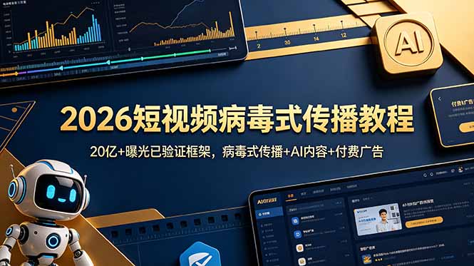 2026短视频病毒式传播教程:20亿+曝光已验证框架,病毒式传播+AI内容+付费广告-心语项目网