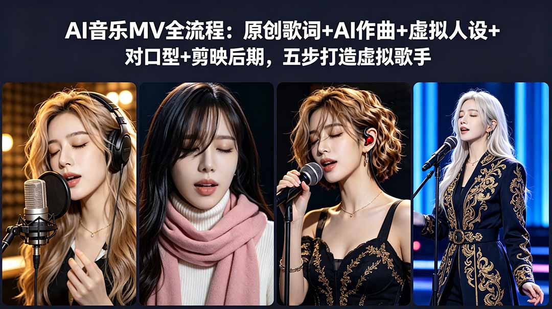 AI音乐MV全流程:原创歌词+AI作曲+虚拟人设+对口型+剪映后期,五步打造虚拟歌手-心语项目网