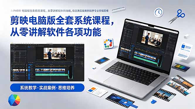 剪映电脑版全套系统课程,从零讲解软件各项功能,结合海量实战案例培养专业剪辑思维-心语项目网
