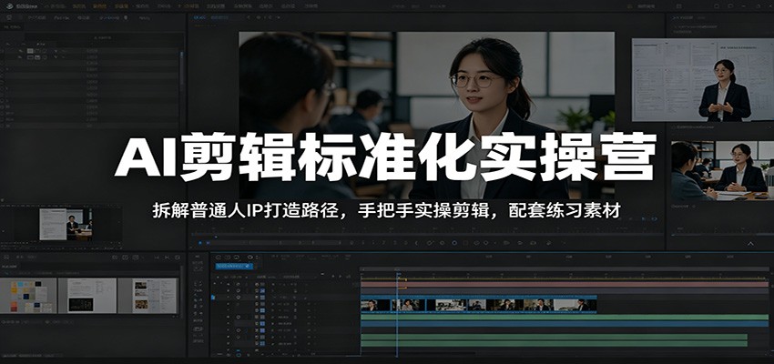 AI剪辑标准化实操营：拆解普通人IP打造路径，手把手实操剪辑，配套练习素材-心语项目网