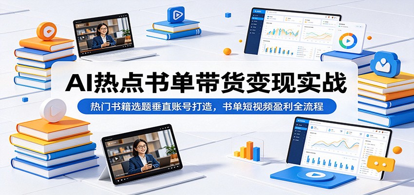 AI热点书单带货变现实战:热门书籍选题垂直账号打造,书单短视频盈利全流程-心语项目网