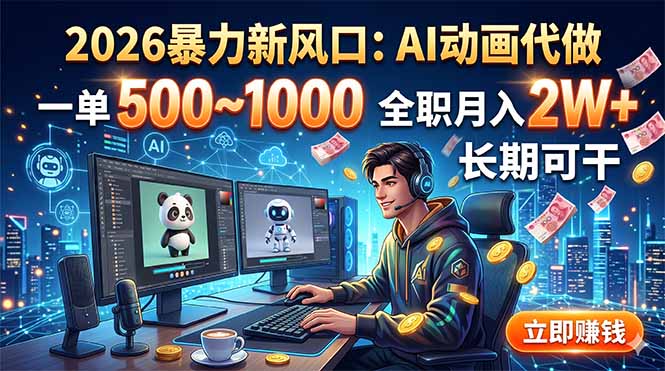 2026暴力新风口:AI动画代做,一单500~1000,全职月入2W+,长期可干-心语项目网
