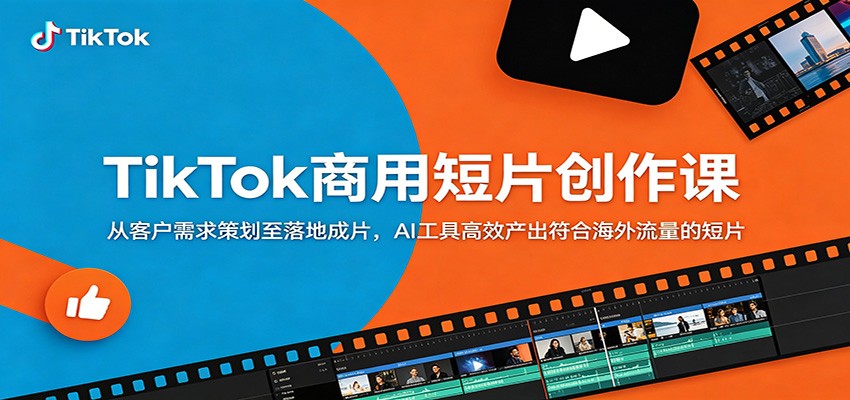 TikTok商用短片创作课：从客户需求策划至落地成片，AI工具高效产出符合海外流量的短片-心语项目网