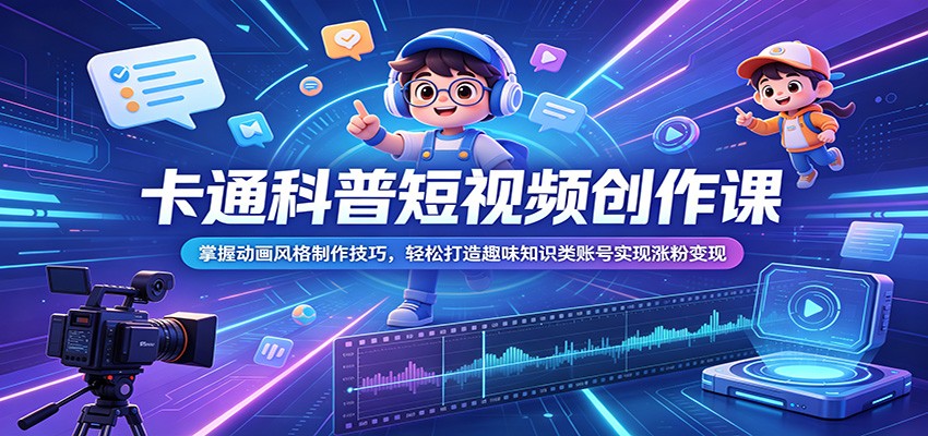 卡通科普短视频创作课：掌握动画风格制作技巧，轻松打造趣味知识类账号实现涨粉变现-心语项目网