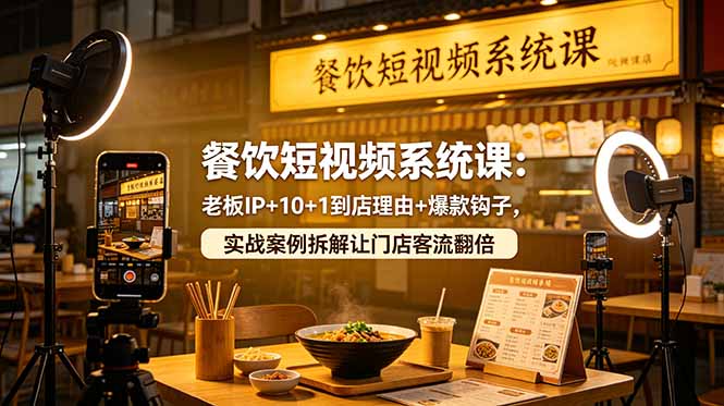 餐饮短视频系统课：老板IP+10+1到店理由+爆款钩子，实战案例拆解让门店客流翻倍-心语项目网
