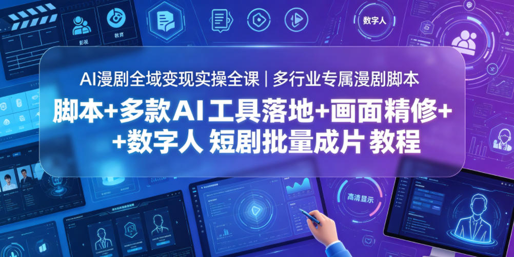 AI漫剧全域变现实操全课｜多行业专属漫剧脚本+多款AI工具落地+画面精修+数字人短剧批量成片全教程-心语项目网