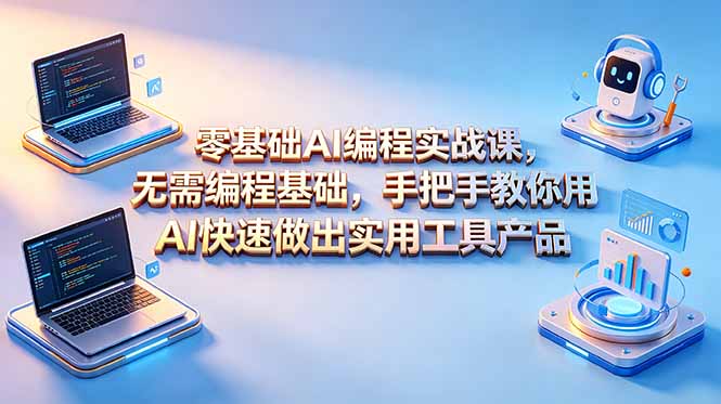 零基础AI编程实战课-更新，无需编程基础，手把手教你用AI快速做出实用工具产品-心语项目网