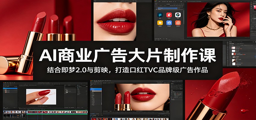 AI商业广告大片制作课：结合即梦2.0与剪映，打造口红TVC品牌级广告作品-心语项目网