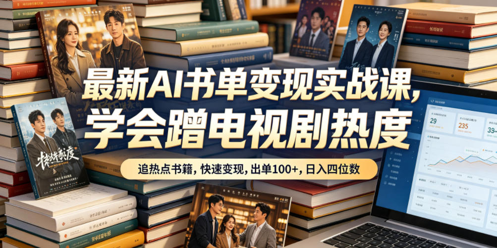 最新AI书单变现实战课，学会蹭电视剧热度，追热点书籍，快速变现，出单100+，日入四位数-心语项目网