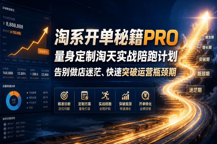 淘系开单秘籍PRO，量身定制淘天实战陪跑计划，告别做店迷茫、快速突破运营瓶颈期(2026年6月11)-心语项目网