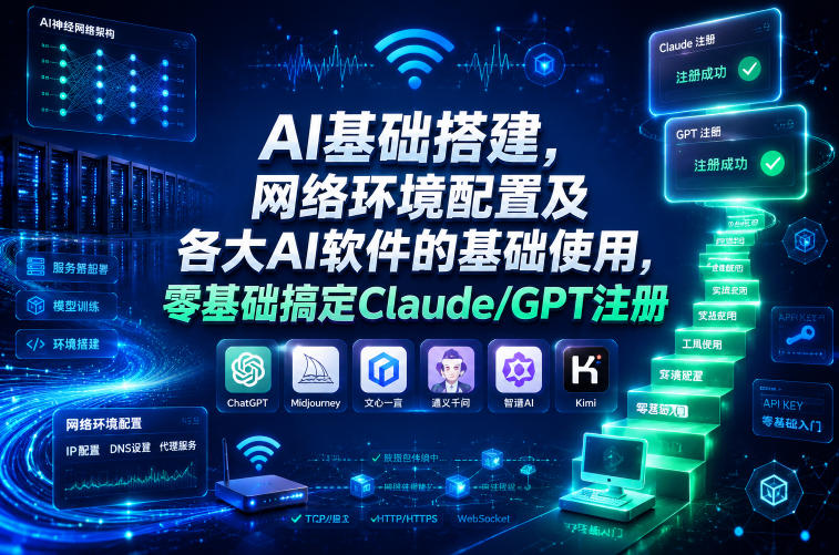 AI基础搭建,网络环境配置及各大AI软件的基础使用,零基础搞定Claude/GPT注册-心语项目网