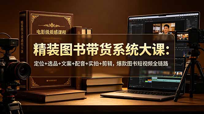 精装图书带货系统大课:定位+选品+文案+配音+实拍+剪辑,爆款图书短视频全链路-心语项目网