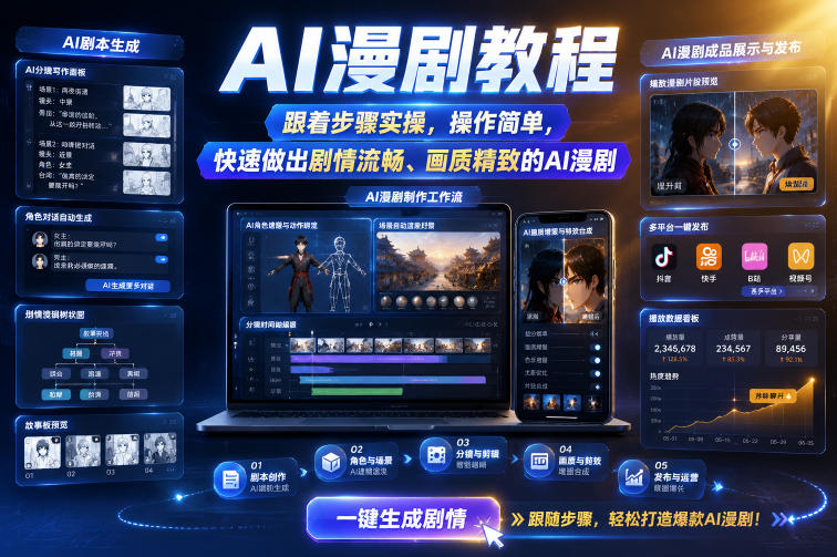 AI漫剧教程,跟着步骤实操,操作简单,快速做出剧情流畅、画质精致的AI漫剧-心语项目网