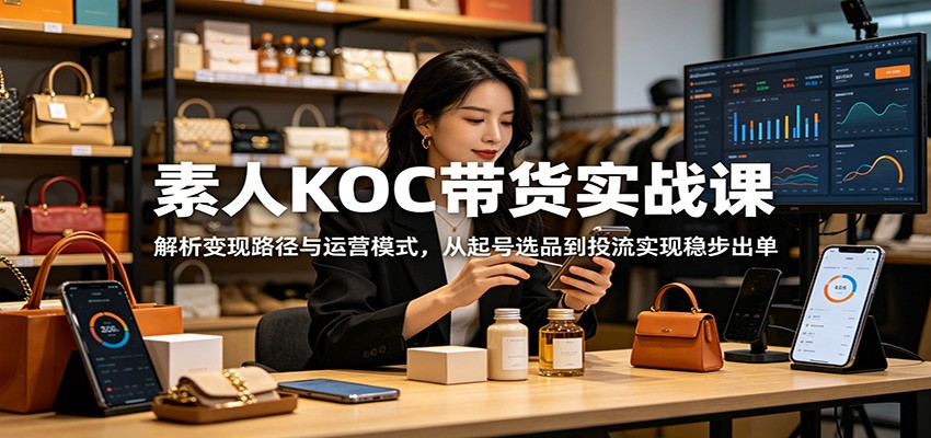 素人KOC带货实战课：解析变现路径与运营模式，从起号选品到投流实现稳步出单-心语项目网