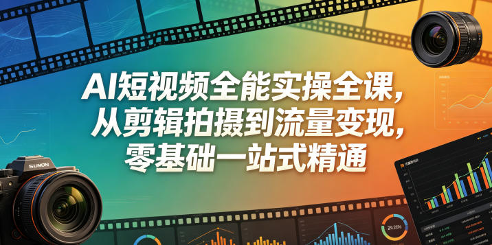 AI短视频全能实操全课，从剪辑拍摄到流量变现，零基础一站式精通-心语项目网