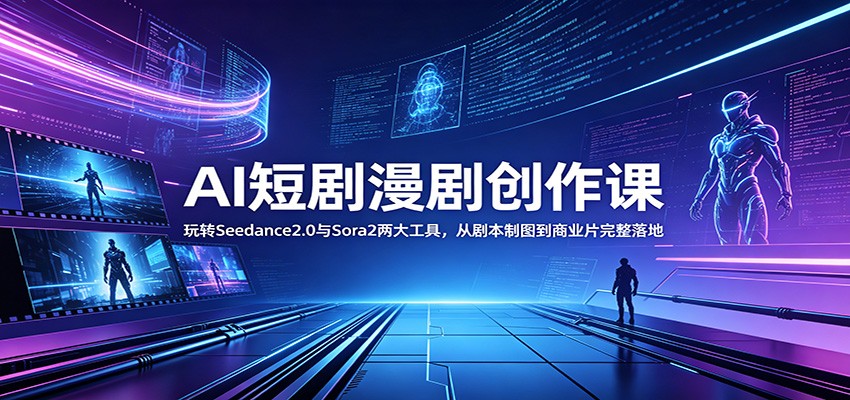 AI短剧漫剧创作课：玩转Seedance2.0与 Sora2两大工具，从剧本制图到商业片完整落地-心语项目网