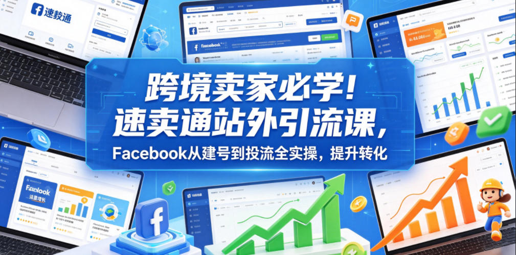 跨境卖家必学!速卖通站外引流课,Facebook从建号到投流全实操,提升转化-心语项目网