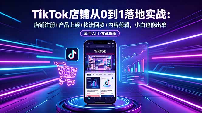 TikTok店铺从0到1落地实战：店铺注册+产品上架+物流回款+内容剪辑，小白也能出单-心语项目网