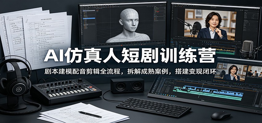 AI仿真人短剧训练营：剧本建模配音剪辑全流程，拆解成熟案例，搭建变现闭环-心语项目网