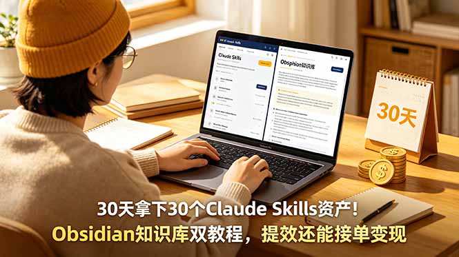 30天拿下30个Claude Skills资产!Obsidian知识库双教程,提效还能接单变现-心语项目网