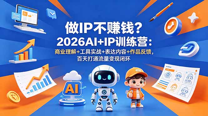 做IP不赚钱？2026AI+IP训练营：商业理解+工具实战+表达内容+作品反馈，百天打通流量变现闭环-心语项目网