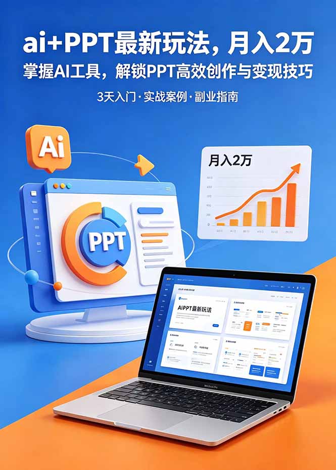 ai+PPT最新玩法,月入2万掌握AI工具,解锁PPT高效创作与变现技巧3天入门,实战案例·副业指南-心语项目网